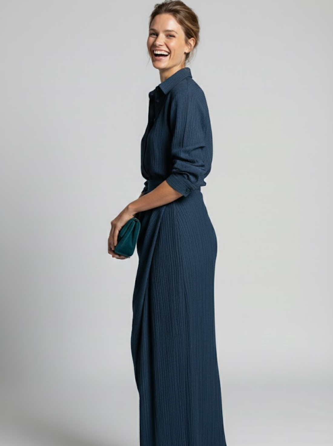 Elara Button-Down Shirt & Maxi Skirt Set