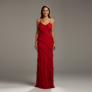 Ruffle Edge Slip Maxi Dress