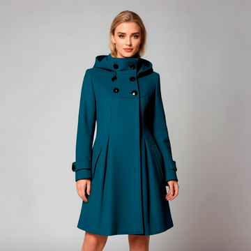 Flared Hooded Button-Up Coat