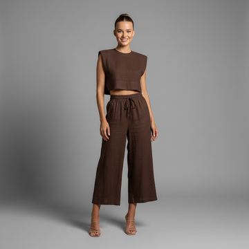 Sleeveless Linen Two-Piece Set