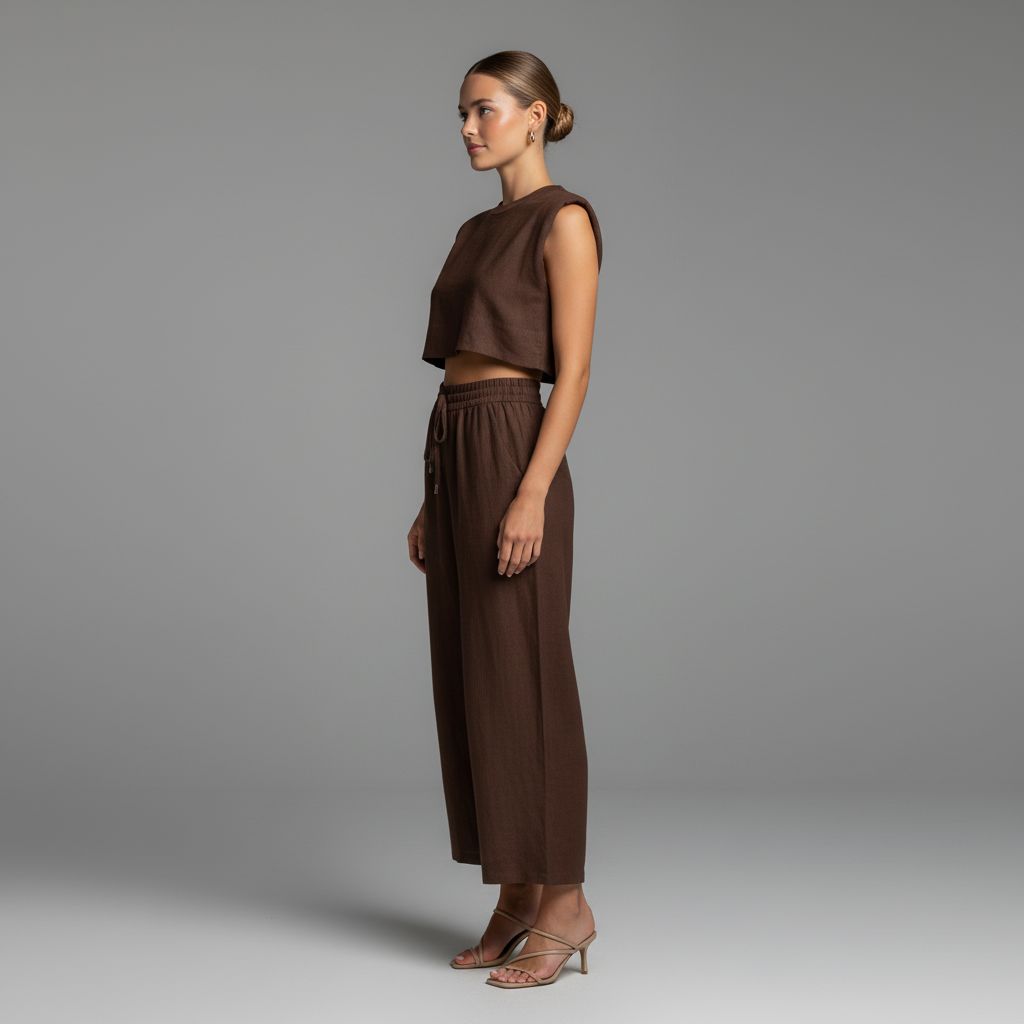 Sleeveless Linen Two-Piece Set
