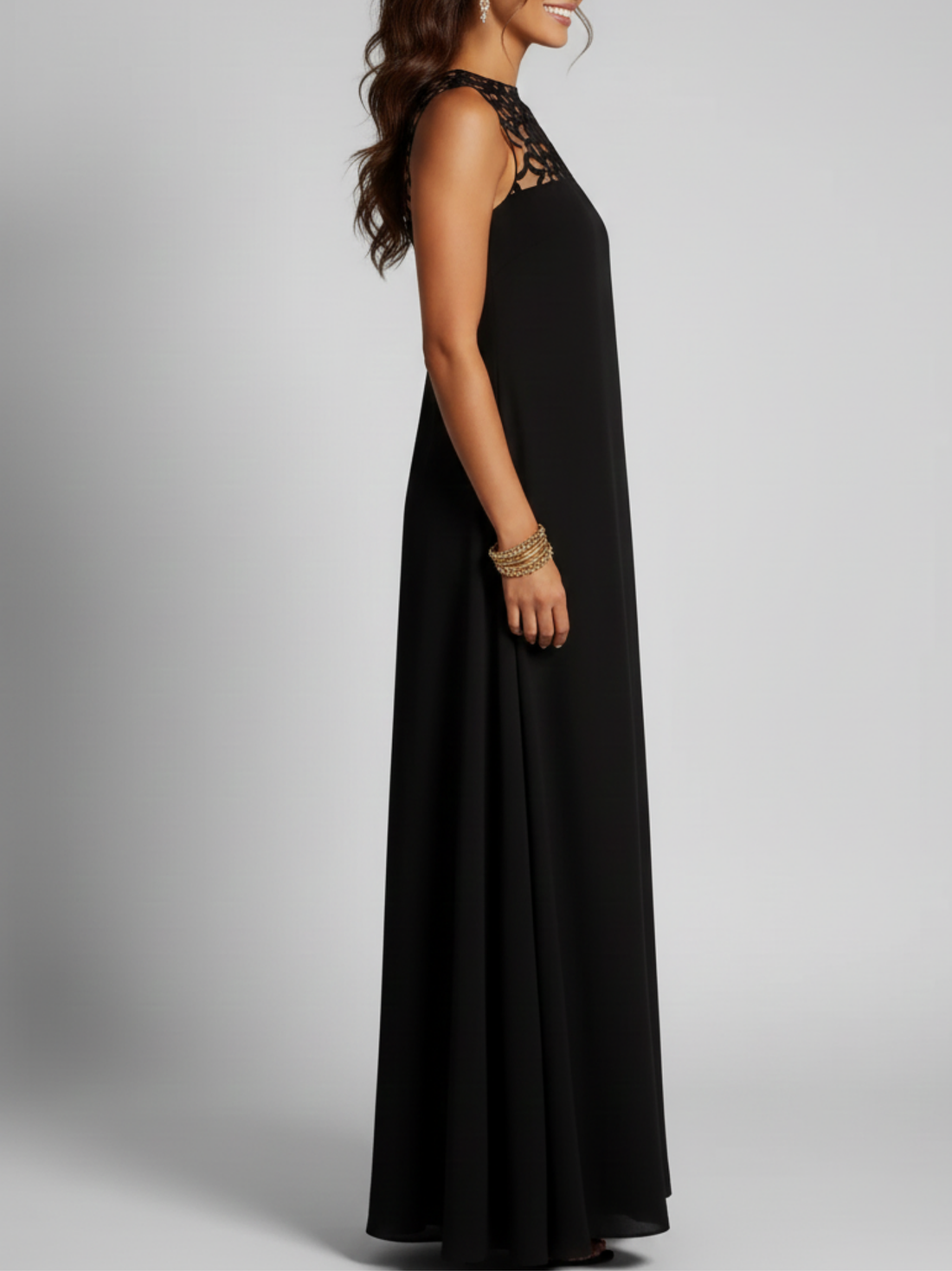 Noire V-Back Evening Dress