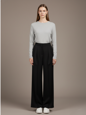 High Waist Wide Leg Tailored Trousers