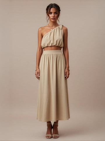 Mithi One Shoulder Top and Skirt Set