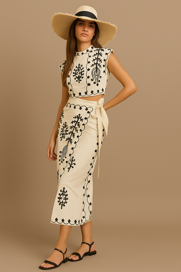 Trina Bohemian Top and Skirt Set