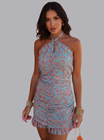 Halter Keyhole Mini Dress