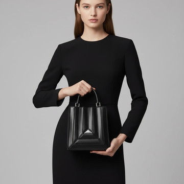 Geometric Stitch Top Handle Bag