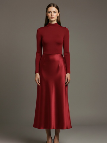 Selestia Satin-Patchwork Bodycon Dress
