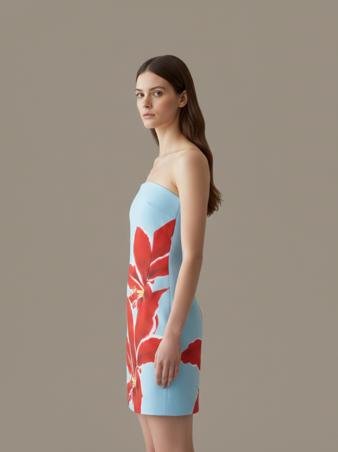 Strapless Abstract Print Mini Dress