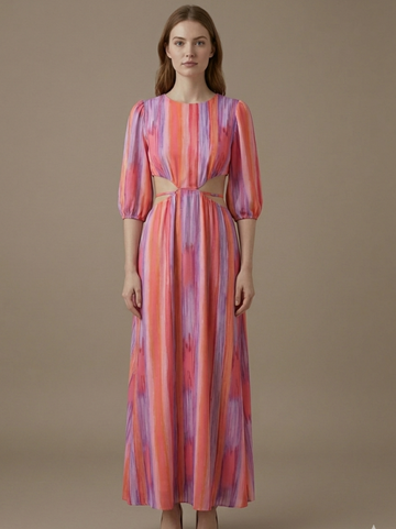 Striped Cutout Maxi Dress