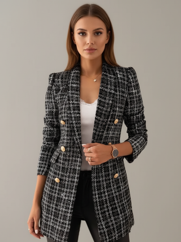Textured Tweed Long Blazer