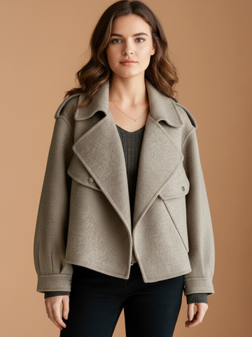 Structured Wool-Blend Short Coat