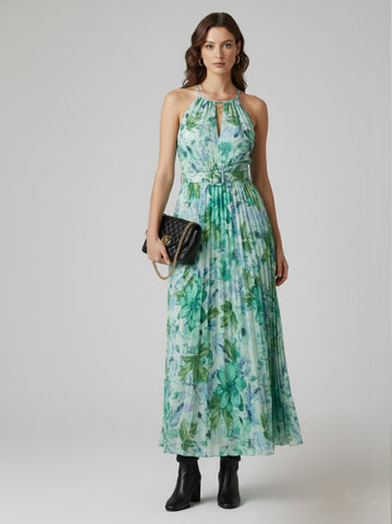 Elisa Flower Pleated Dress