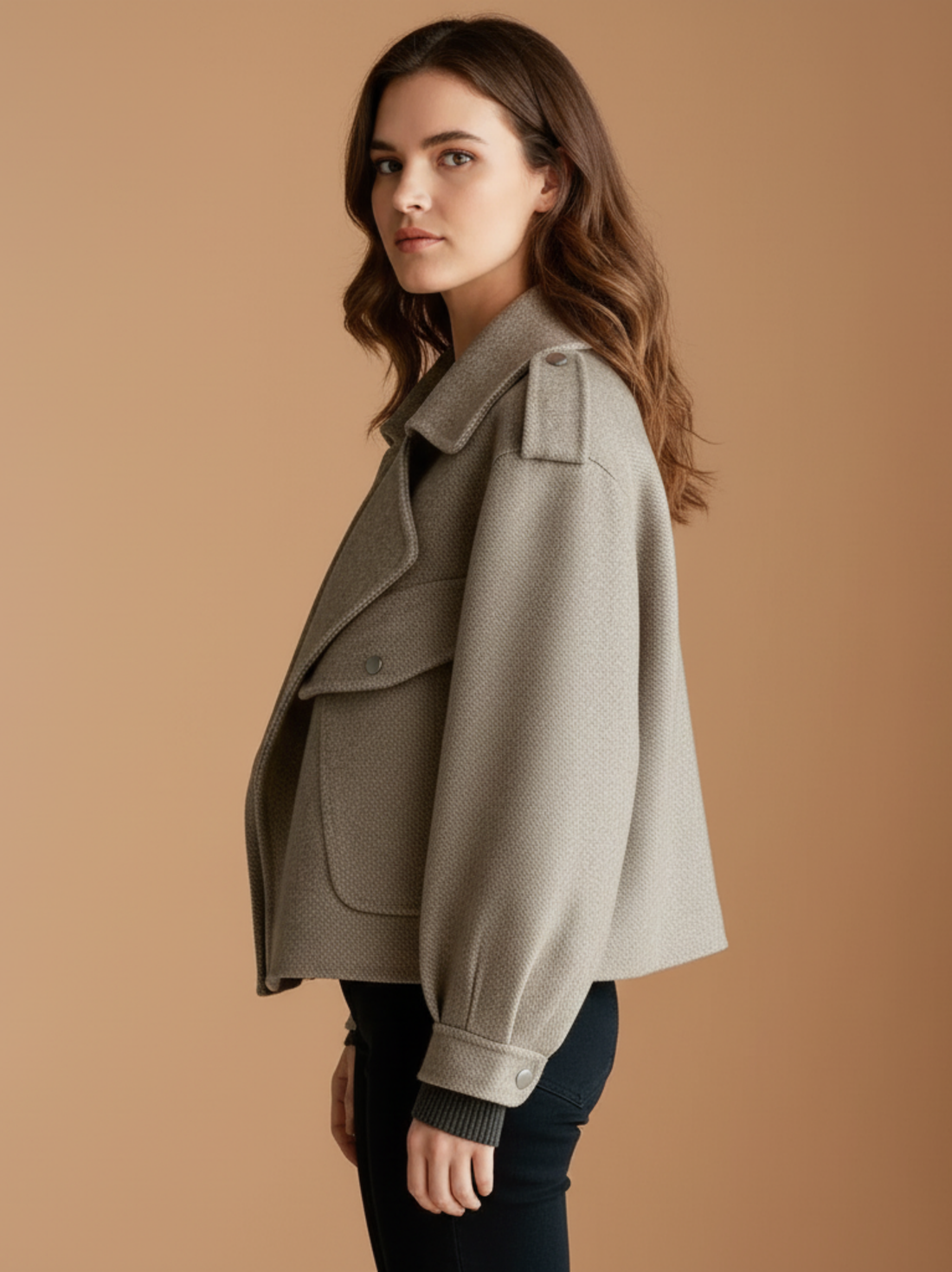 Structured Wool-Blend Short Coat