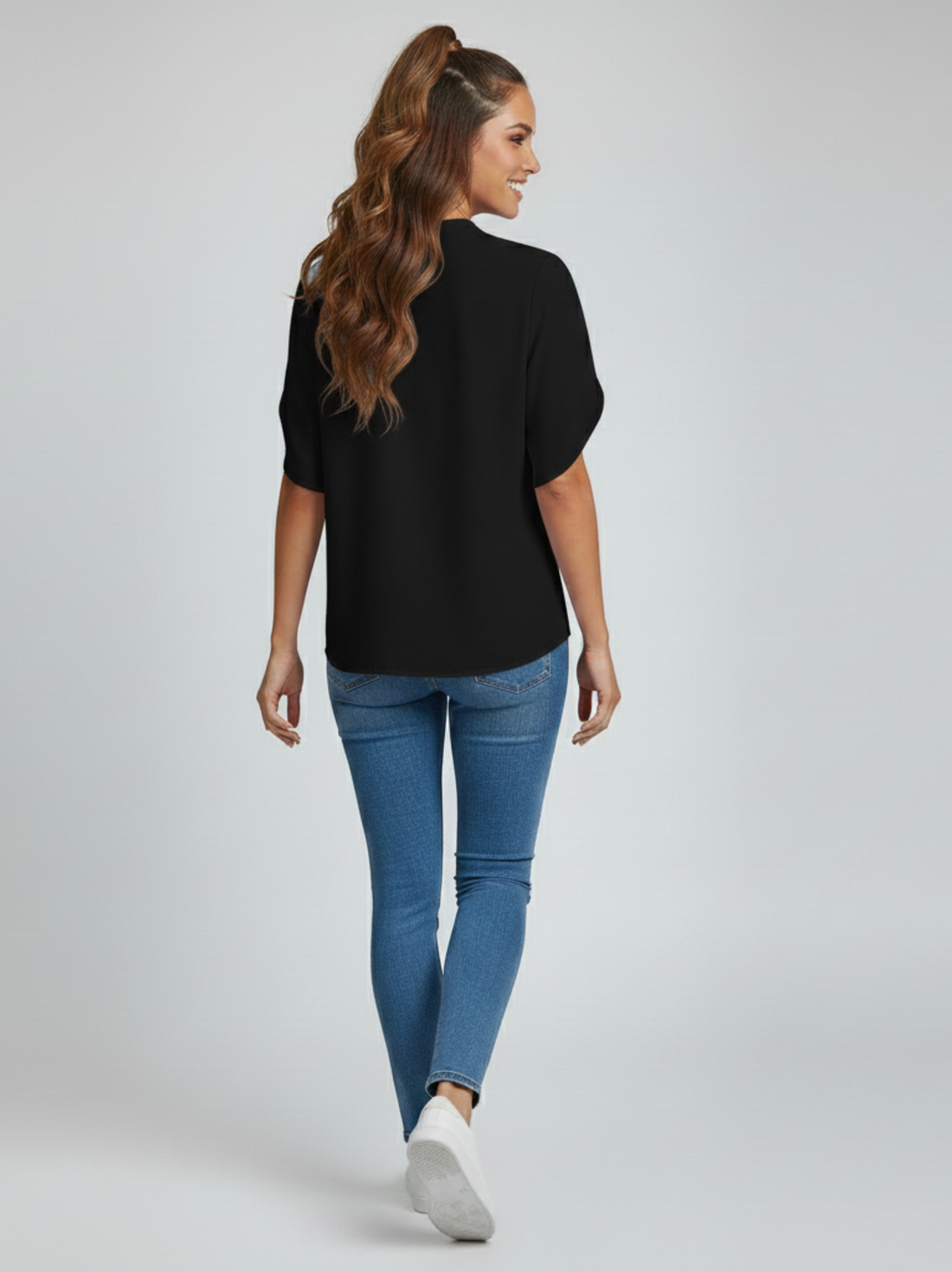 Soft Drape Button Front Blouse