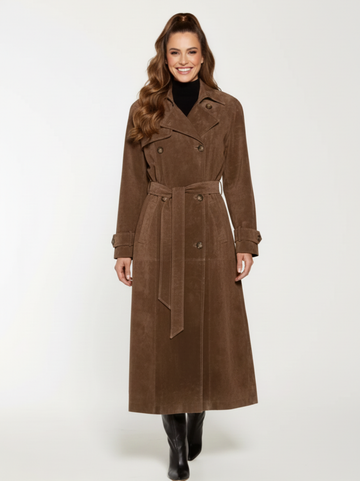 Mocha Longline Suede Trench