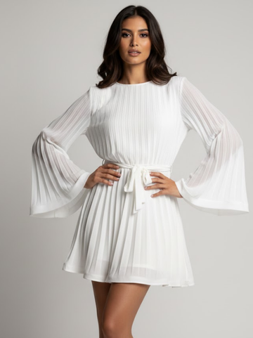Celestine Pleated Lace-Up Mini Dress