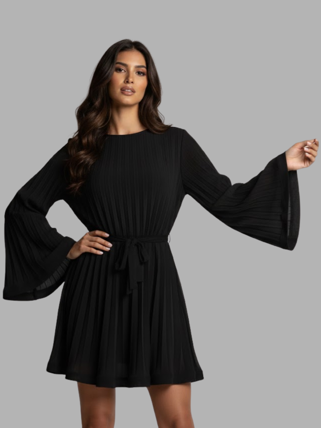 Celestine Pleated Lace-Up Mini Dress