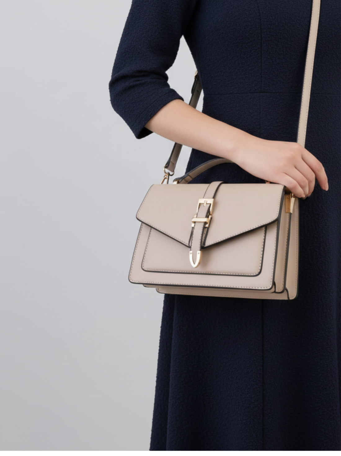 Structured Buckle Flap Crossbody Bag