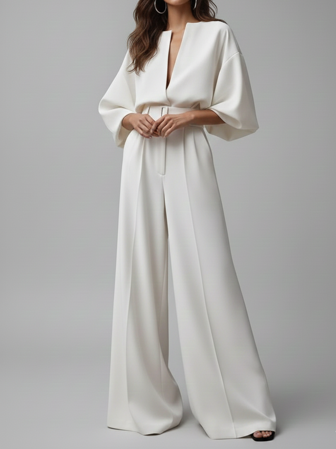 Elara White Wide-Leg Jumpsuit