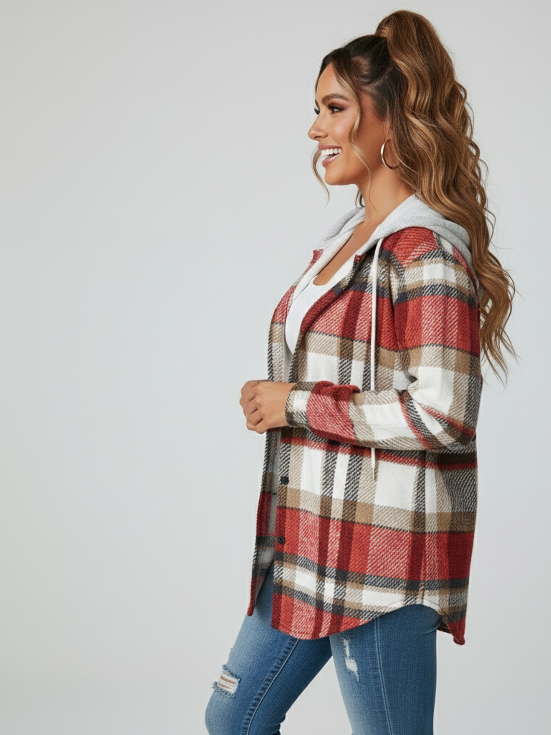 Bria Plaid Hooded Jacket