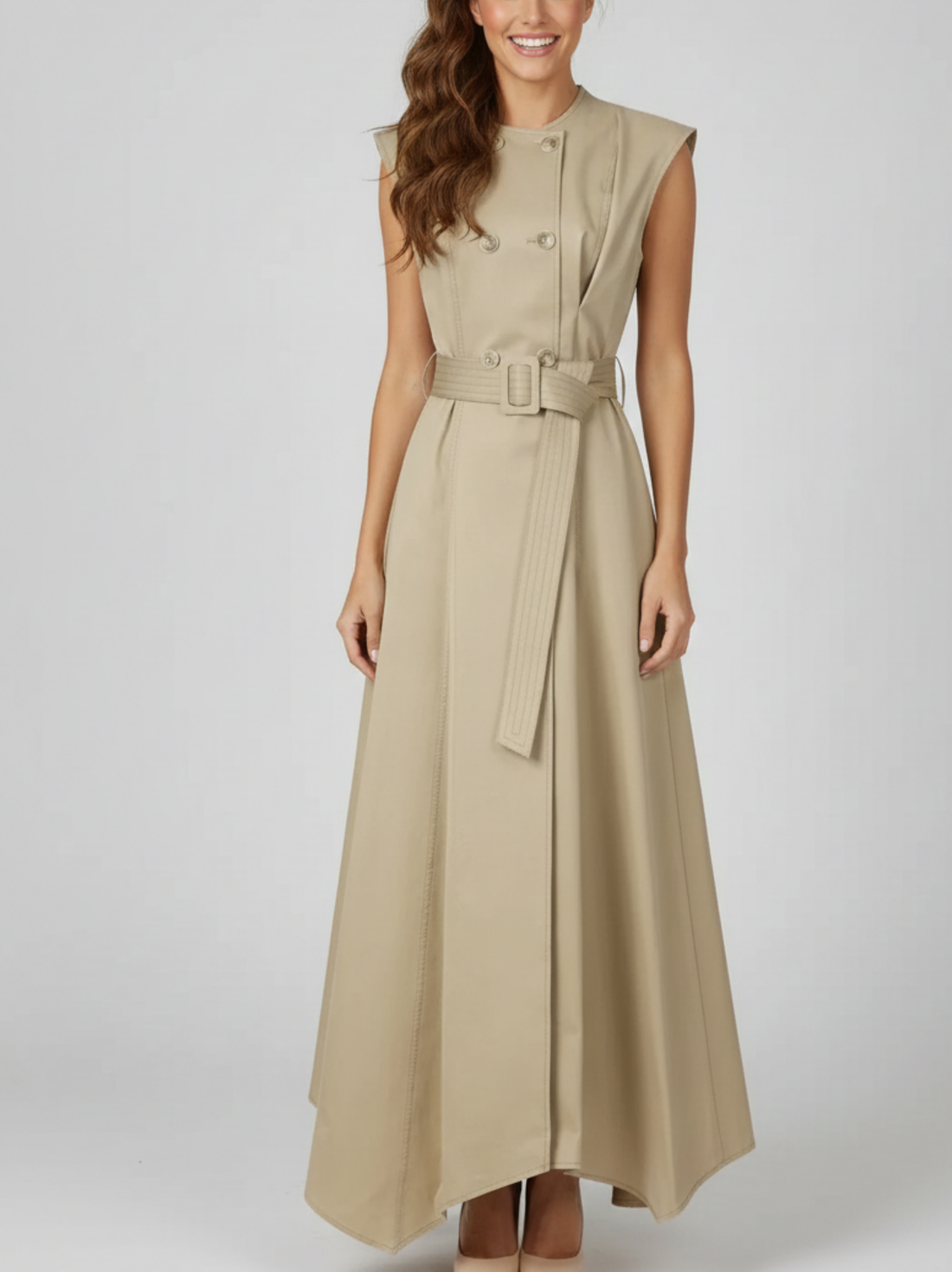 Clarisse Buttoned A-Line Office Dress