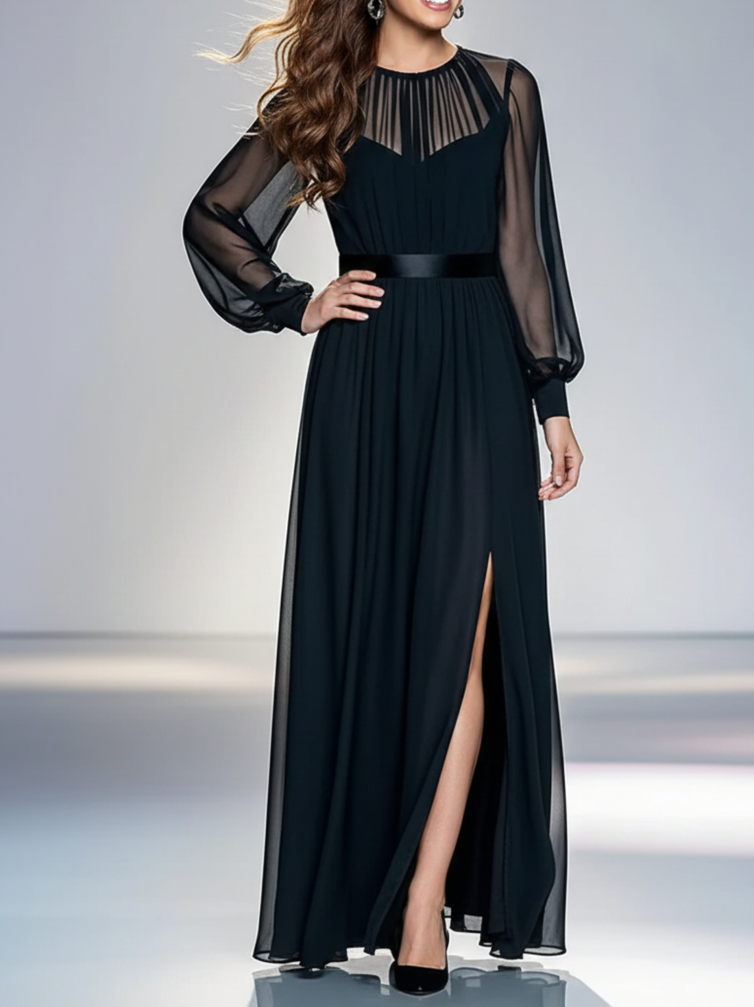 Aurelia Puff-Sleeve Gauze Maxi Dress
