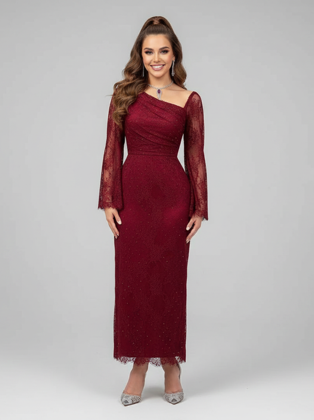 Lenora Lace Asymmetrical Banquet Dress