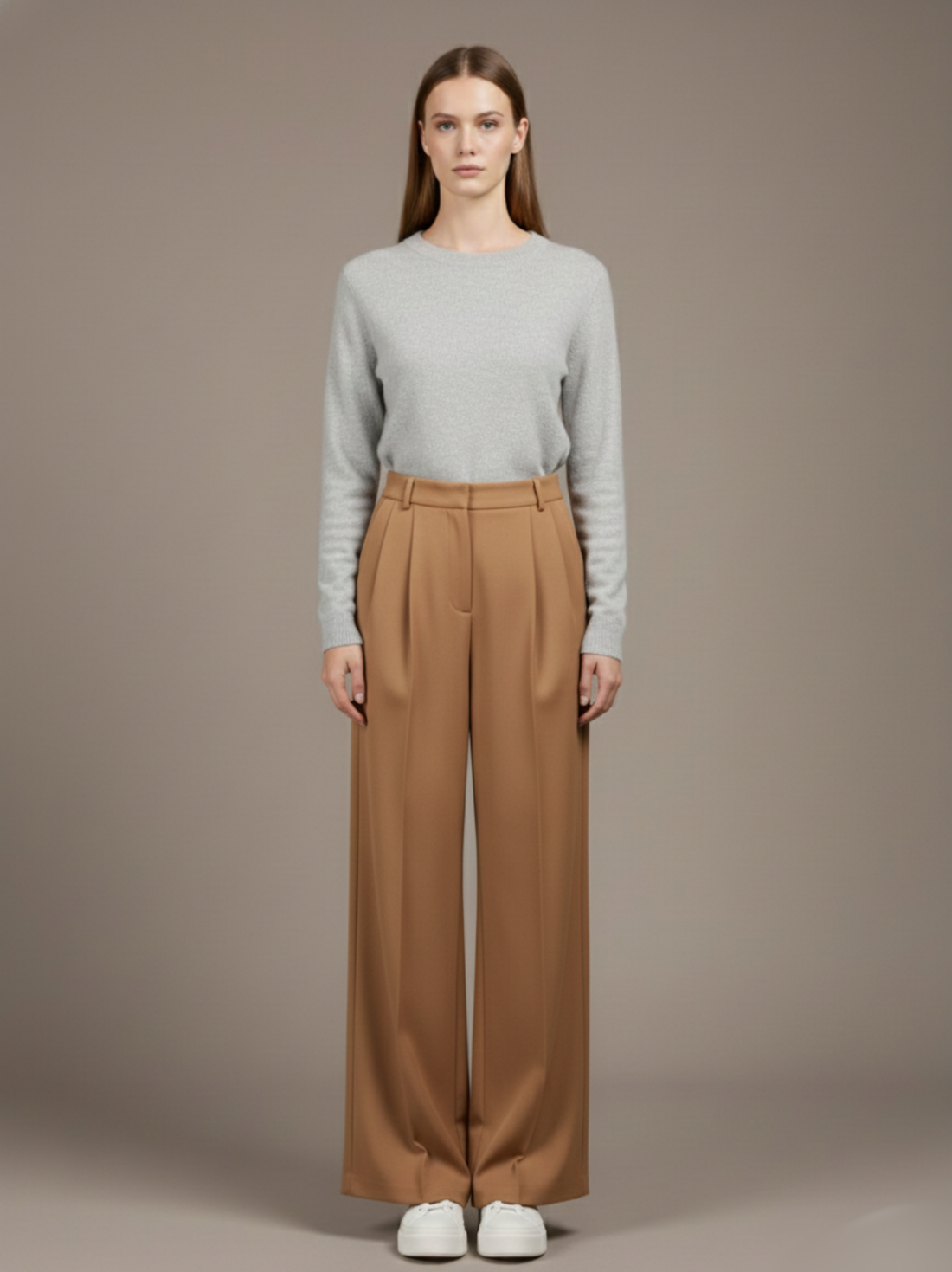 High Waist Wide Leg Tailored Trousers