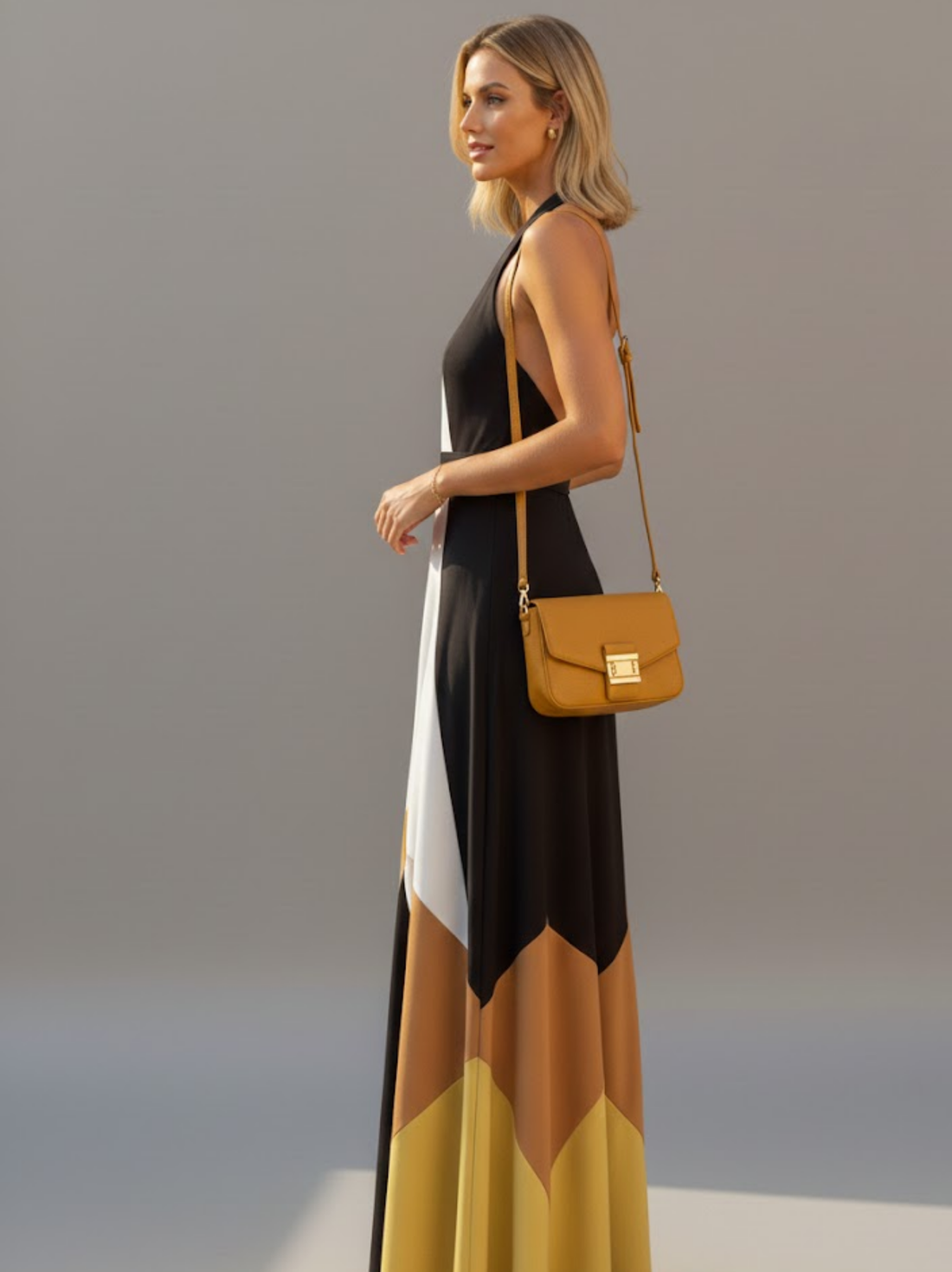 Aria Pleated Halter Maxi Dress