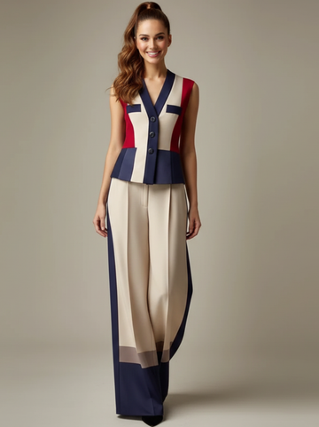 Serena Stripe Two-Piece Blazer Suit Set