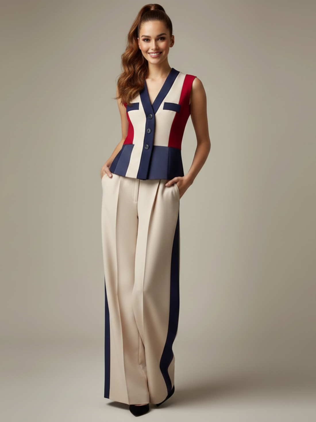 Serena Stripe Two-Piece Blazer Suit Set