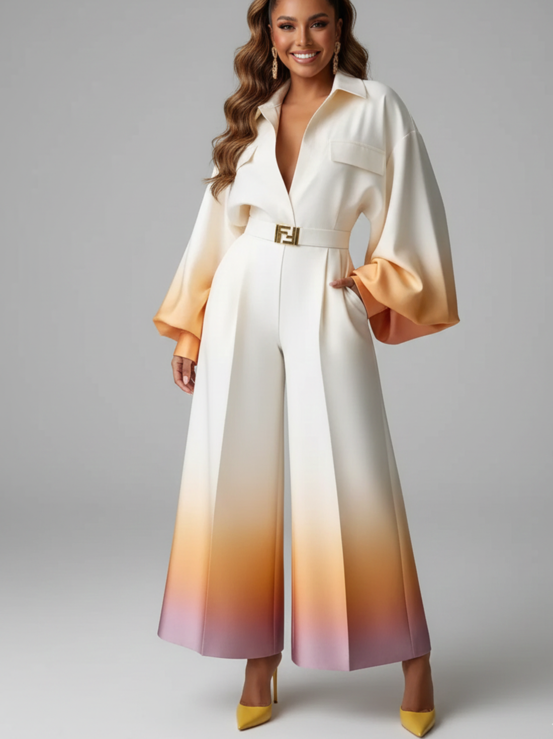 Amara Gradient Pleated Two-Piece Set