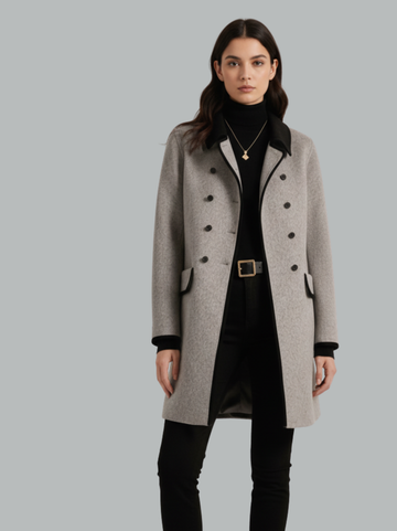 Classic Contrast Wool Button Coat
