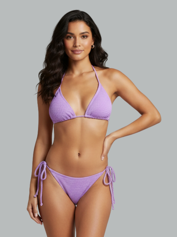 Colorful Triangle Lace Up Bikini Set