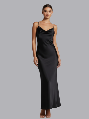 Cowl Neck Satin Slip Dress