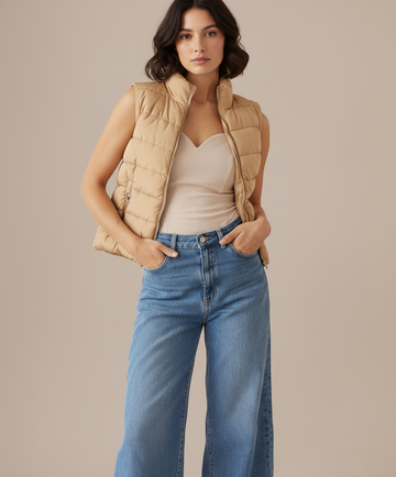 Cropped Zip-Up Puffer Vest