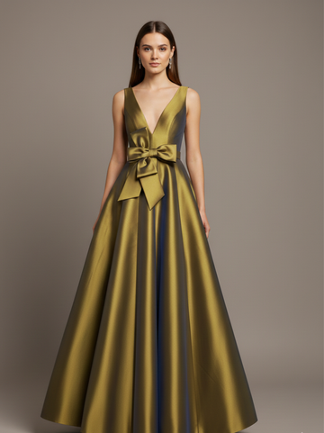 Clarisse Satin Petal Appliqué Gown