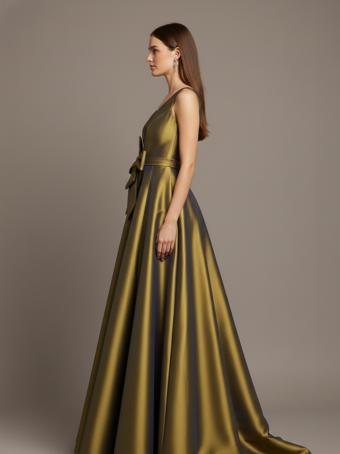 Clarisse Satin Petal Appliqué Gown