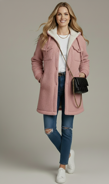 Kaia Fluff-Trim Spring Coat