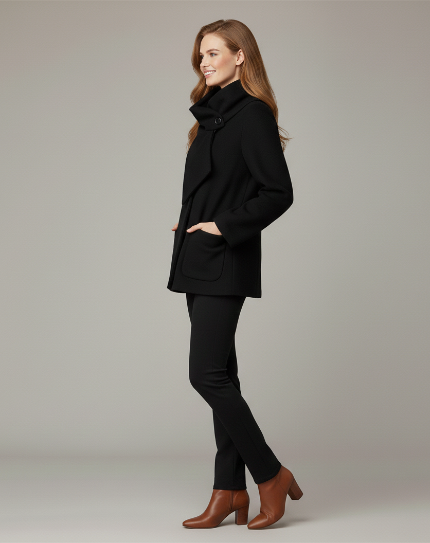 Elara Scarf-Collar Cozy Blended Coat