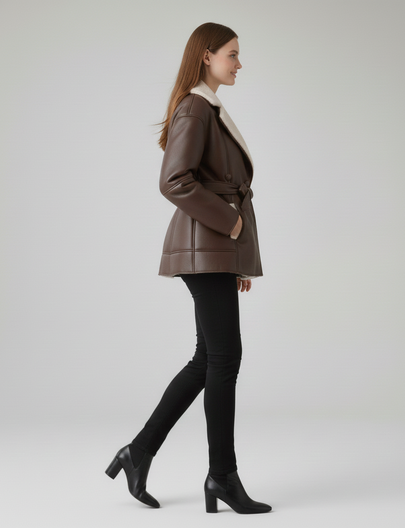 Alenya Two-Tone Fur-Integrated Belted Trench