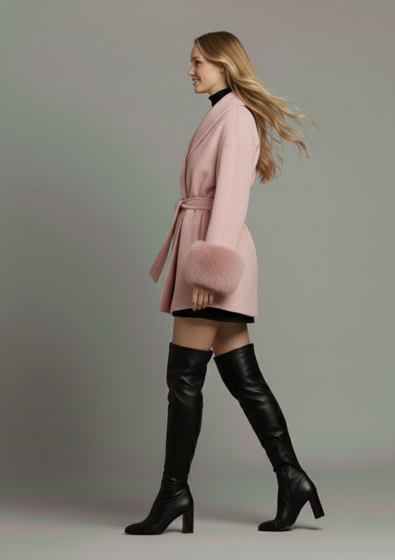 Auriana Fox-Trim Wool Coat