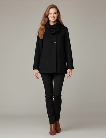 Elara Scarf-Collar Cozy Blended Coat