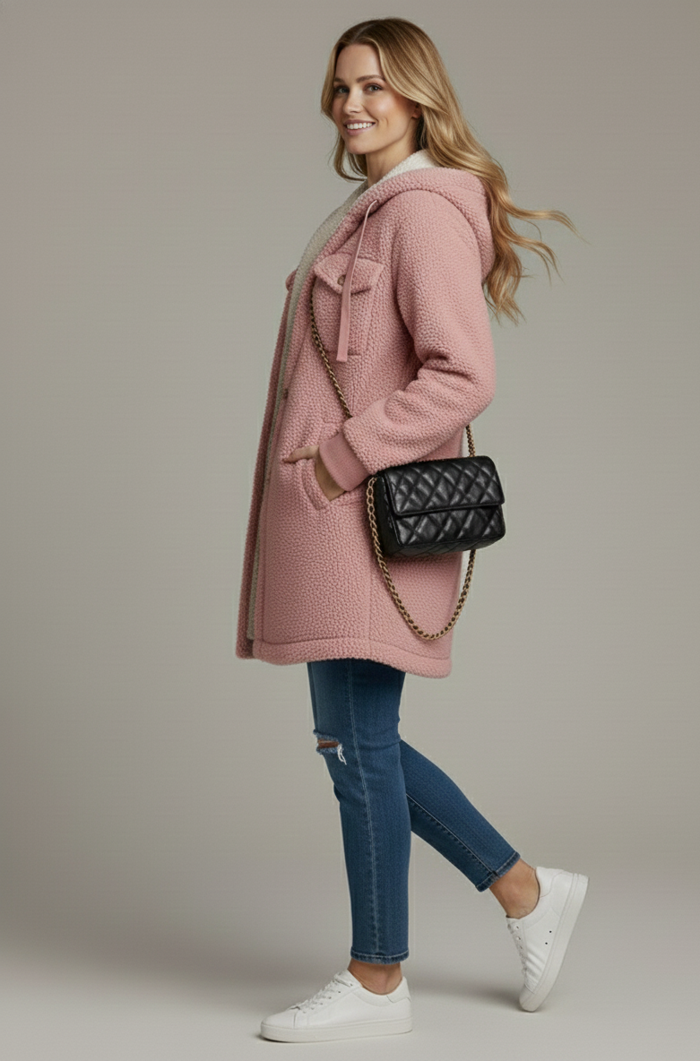 Kaia Fluff-Trim Spring Coat