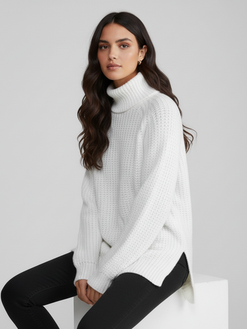 Oversized Knit Turtleneck Pullover Sweater