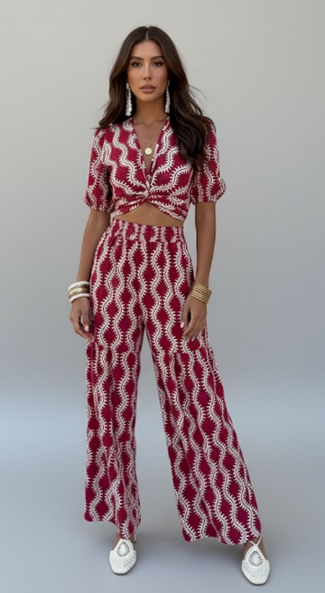 Twist Front Puff Sleeve Jumpsuit