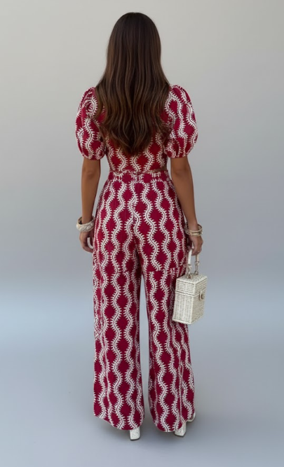 Twist Front Puff Sleeve Jumpsuit
