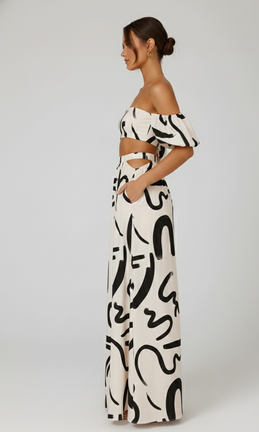Artistic Off-Shoulder Coord Set