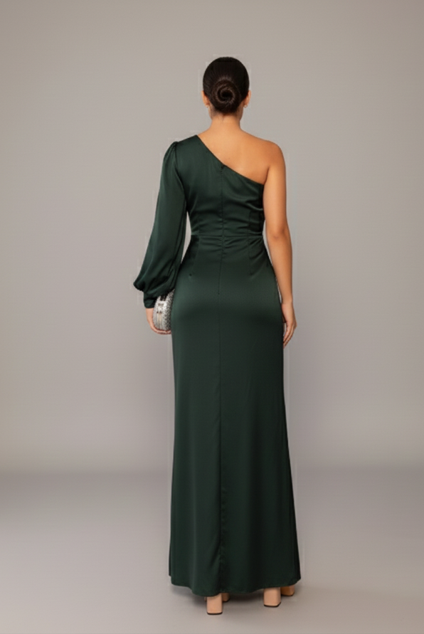 Asymmetric Drape Sleeve Gown